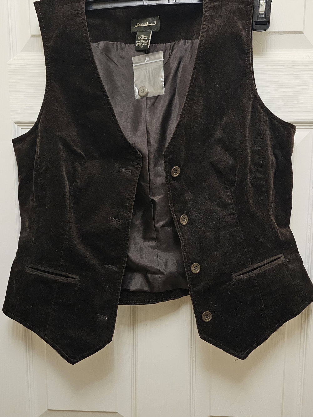 Eddie Bauer Dark Brown Velvet Button Vest